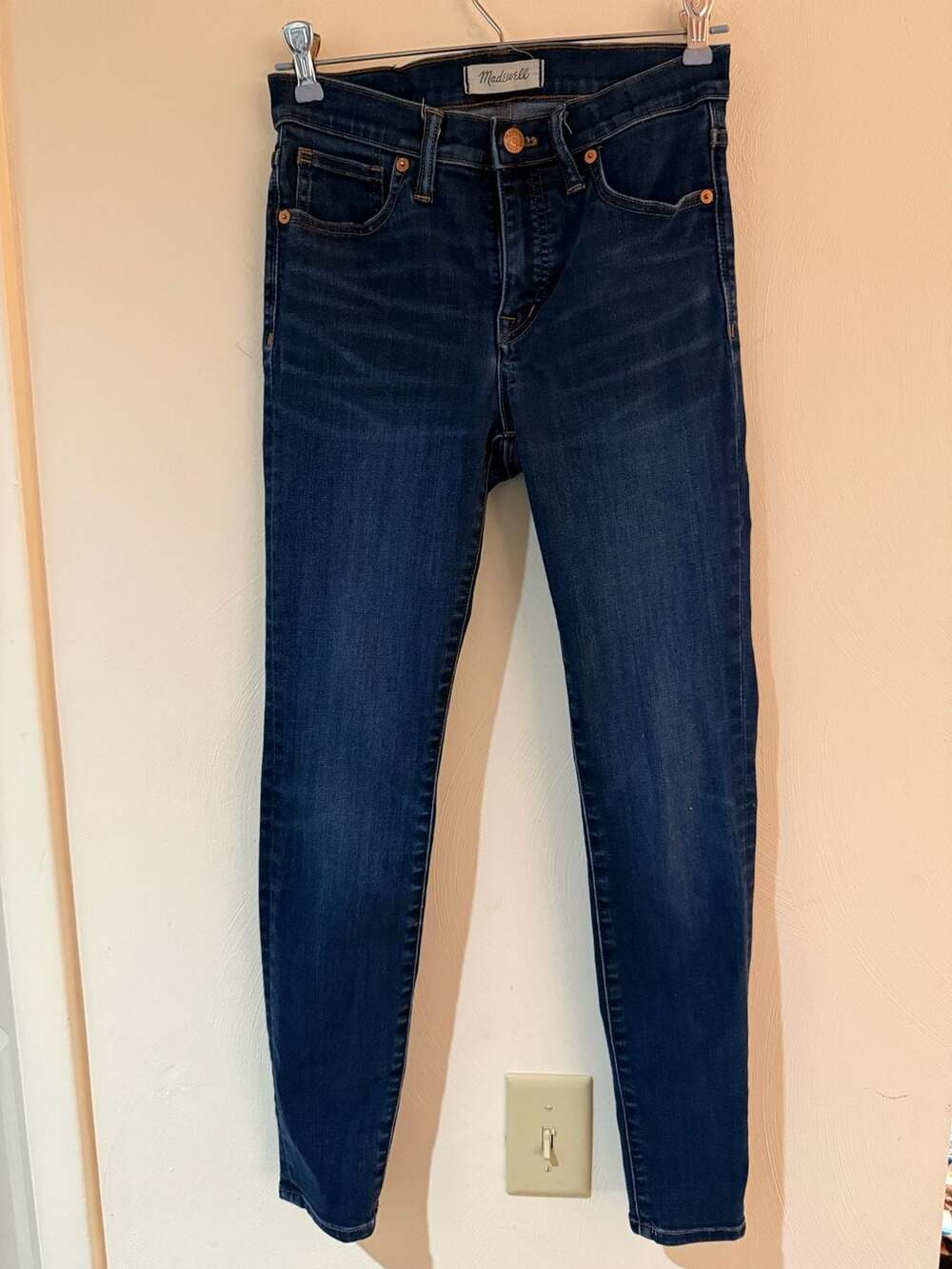 Madewell 9” Mid-Rise Skinny Skinny Jeans Womens 26 Dark Wash Stretch Denim